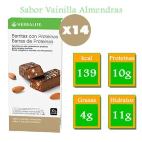 Información calórica barritas proteínas sabor vainilla